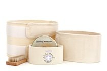 Deluxe Recovery Kit: both AbdoMend cotton binders with the extra strap, skin brush and massage DVD