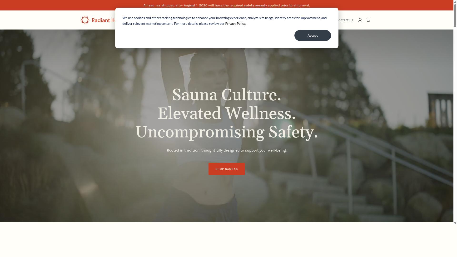 Radiant Health Saunas website